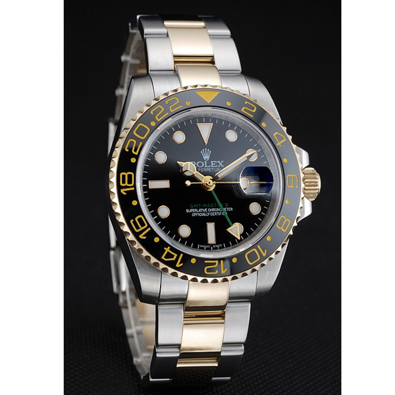 Aaa replica watch Dial Rolex Black GMT Swiss Bezel 80295 Black Master 0517
